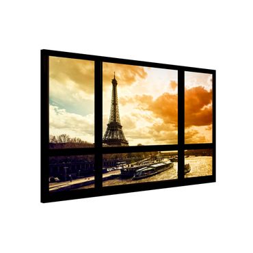 Tablica magnetyczna - Widok z okna - Paryż Wieża Eiffla Zachód słońca