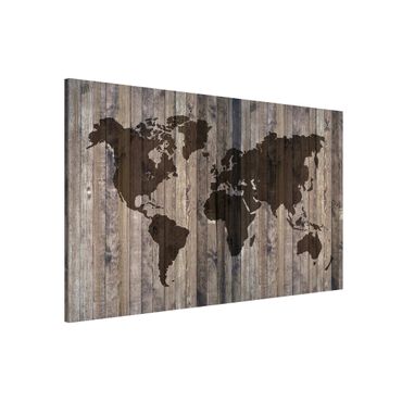Tablica magnetyczna - Mapa świata z drewna