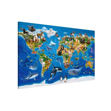 Tablica magnetyczna - Mapa świata ze zwierzętami