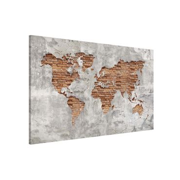 Tablica magnetyczna - Mapa świata Shabby Concrete Brick