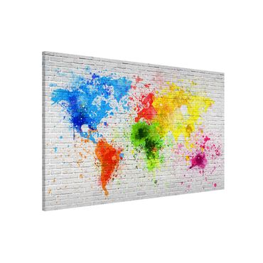 Tablica magnetyczna - Mapa świata z białą cegłą