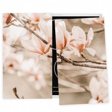Pokrywa kuchenki - Gałązki magnolii w stylu vintage