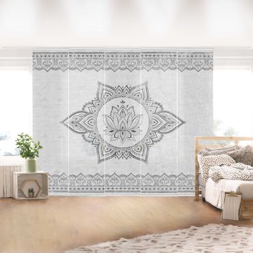Zasłony panelowe zestaw - Mandala Lotus Concrete Look