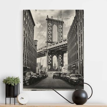 Obraz na naturalnym płótnie - Most Manhattan w Ameryce