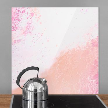 Panel szklany do kuchni - Marble Effect Pastelowy róż