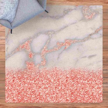 Mata korkowa - Marmurowa stylizacja z różowym konfetti