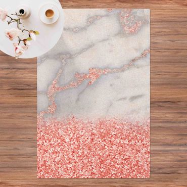 Mata korkowa - Marmurowa stylizacja z różowym konfetti