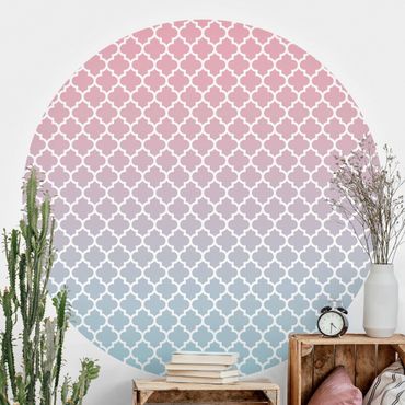 Okrągła tapeta samoprzylepna - Wzór marokański z gradientem w kolorze różowo-niebieskim