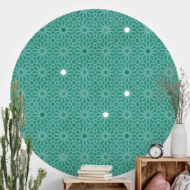 Okrągła tapeta samoprzylepna - Wzór w gwiazdy marokańskie