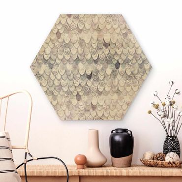 Obraz heksagonalny z drewna - Magia syren