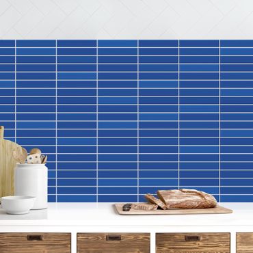Panel ścienny do kuchni - Płytki metro - niebieskie