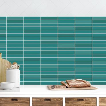 Panel ścienny do kuchni - Płytki metro - turkusowy