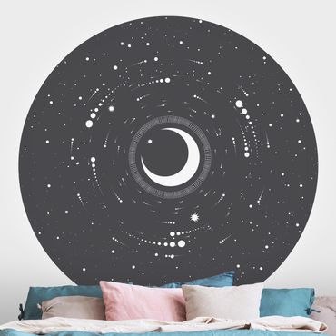 Okrągła tapeta samoprzylepna - Księżyc w kręgu gwiazd