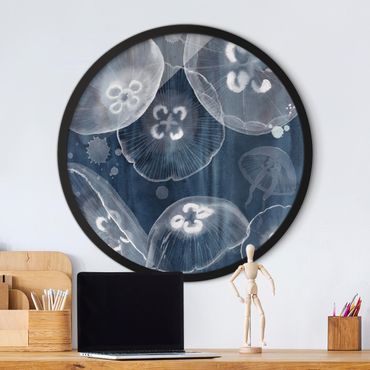 Okrągły obraz w ramie - Moon Jellyfish II