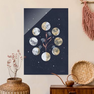 Obraz na szkle - Moon Phases and daisies