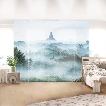 Zasłony panelowe zestaw - Poranna mgła nad dżunglą Bagan