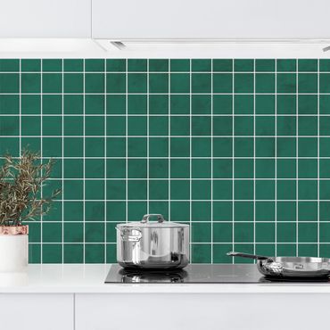 Panel ścienny do kuchni - Mozaikowe płytki betonowe - zielone
