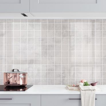 Panel ścienny do kuchni - Mozaikowe płytki betonowe - jasnoszare