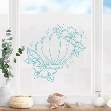 Folia okienna - Seashell And Flowers