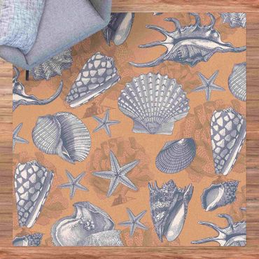 Mata korkowa - Pattern Nautical Starfish and Shells