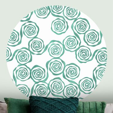 Okrągła tapeta samoprzylepna - Natural Pattern Swirl Turquoise