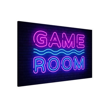Tablica magnetyczna - Neon Text Game Room - Format poziomy 3:2
