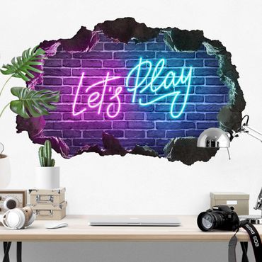 Naklejka na ścianę - Neon Text Let's Play