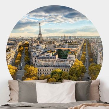 Okrągła tapeta samoprzylepna - Miły dzień w Paryżu