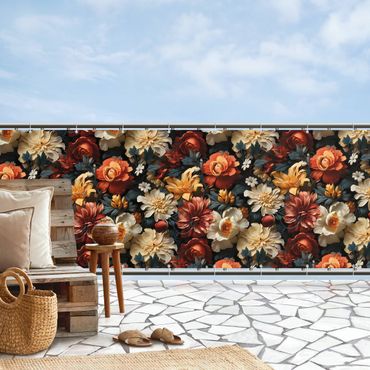 Osłona balkonowa zapewniająca prywatność - Bogaty wzór kwiatów
