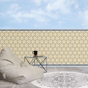 Osłona balkonowa zapewniająca prywatność - Orientalny wzór z żółtymi gwiazdami
