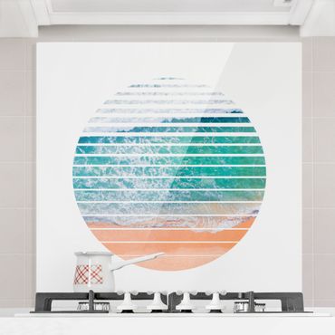 Panel szklany do kuchni - Ocean w kole