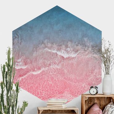 Sześciokątna tapeta samoprzylepna - Ocean w kolorze różowym