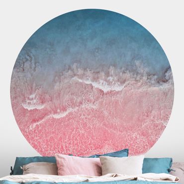 Okrągła tapeta samoprzylepna - Ocean w kolorze różowym