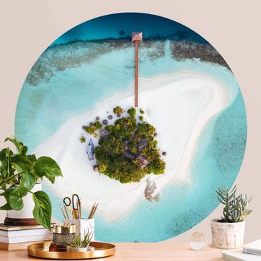 Okrągła tapeta samoprzylepna - Ocean Paradise Maldives