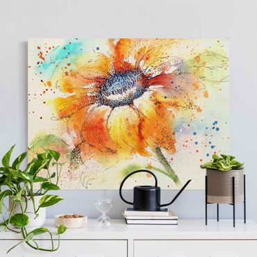 Obraz na naturalnym płótnie - Malowany słonecznik