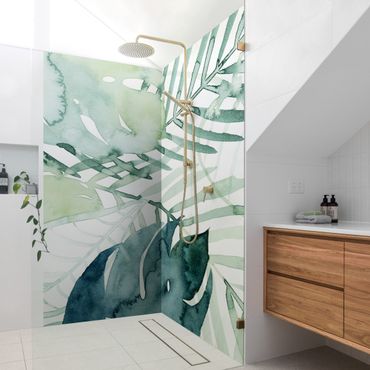 Tylna ścianka prysznicowa - Palm Fronds In Watercolour I