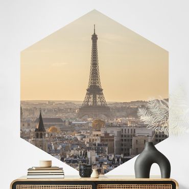 Sześciokątna tapeta samoprzylepna - Paryż o świcie