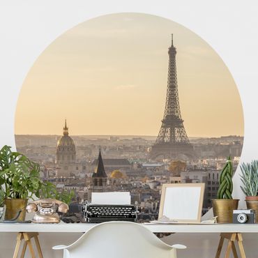 Okrągła tapeta samoprzylepna - Paryż o świcie