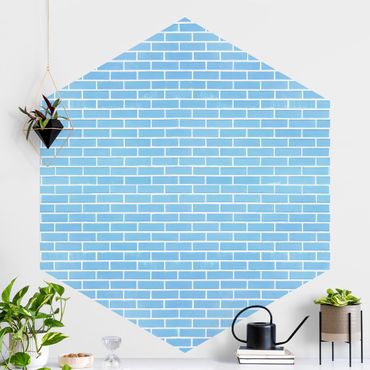 Fototapeta samoprzylepna heksagon - Pastel Blue Brick Wall