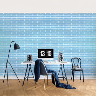 Fototapeta - Pastel Blue Brick Wall