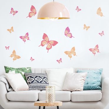 Naklejka na ścianę - Pastelowy zestaw motyli