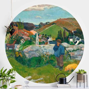 Okrągła tapeta samoprzylepna - Paul Gauguin - Świniopas