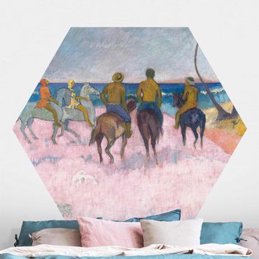 Sześciokątna tapeta samoprzylepna - Paul Gauguin - Jeździec na plaży