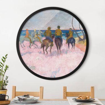 Okrągły obraz w ramie - Paul Gauguin - Riders On The Beach