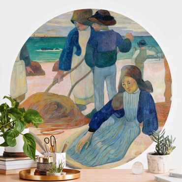 Okrągła tapeta samoprzylepna - Paul Gauguin - Kobiety Zbieracze Tangów