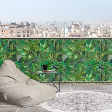 Osłona balkonowa zapewniająca prywatność - Pawie w dżungli II