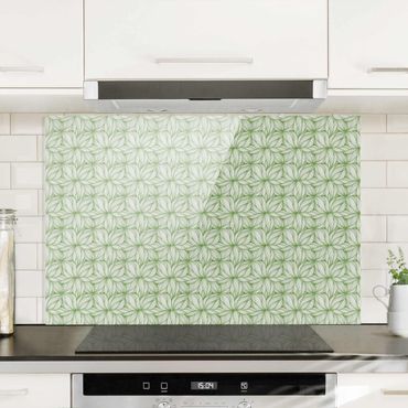Panel szklany do kuchni - Wzór roślinny w kolorze zielonym