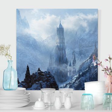 Obraz na płótnie - Fantasy Castle In Snowy Landscape