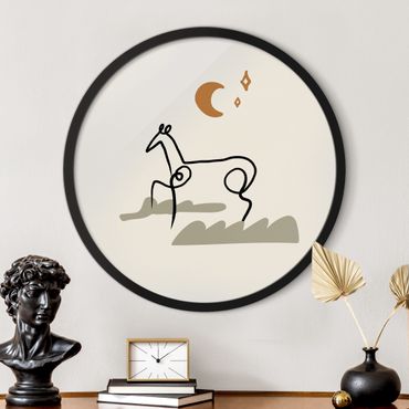 Okrągły obraz w ramie - Picasso Interpretation - The Horse