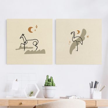 Obraz na płótnie - Interpretacja Picassa - Koń i flaming